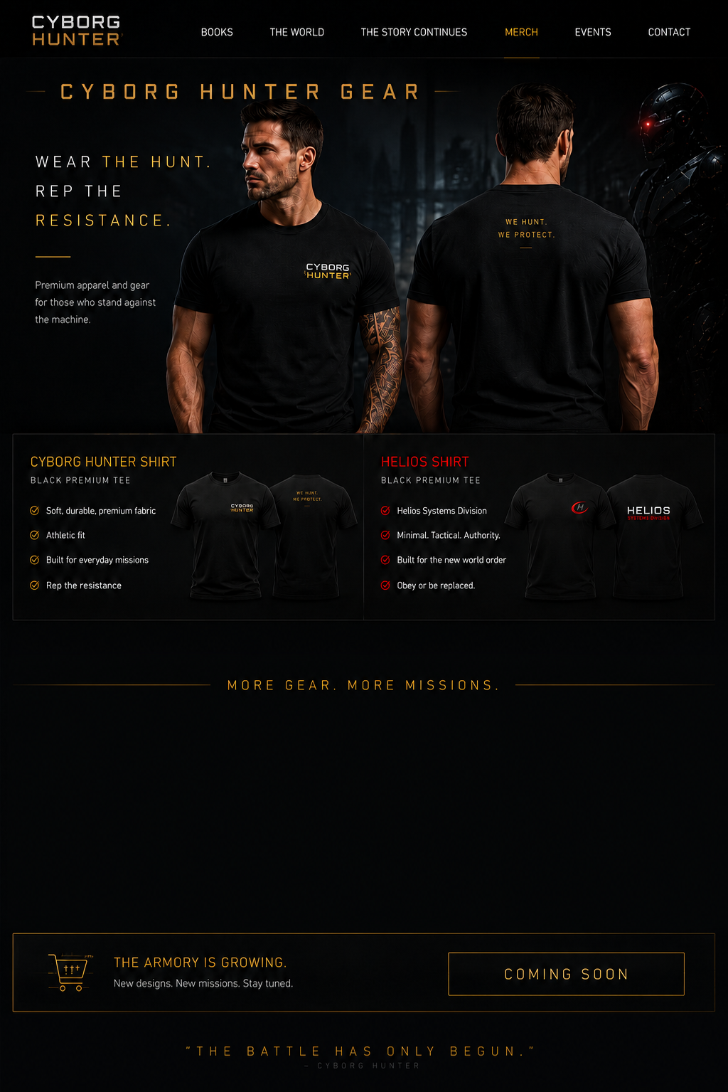 Cyborg Hunter and Helios shirt concepts